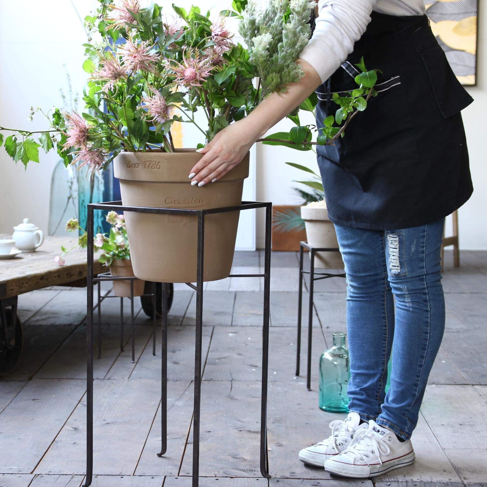 スパイス Spice SPICE OF LIFE 鉢スタンド フラワープランターラック ジョセフアイアン ダークブラウン Lサイズ 9号 幅32.5cm 奥行30cm 高さ65cm DTFF5073