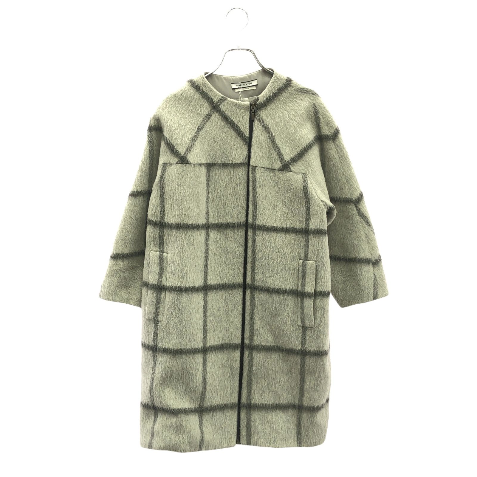 フォクシー ニューヨーク FOXEY NEW YORK チェックコート 34616-MACFY104T グレー ウール チェックコート レディース Used A