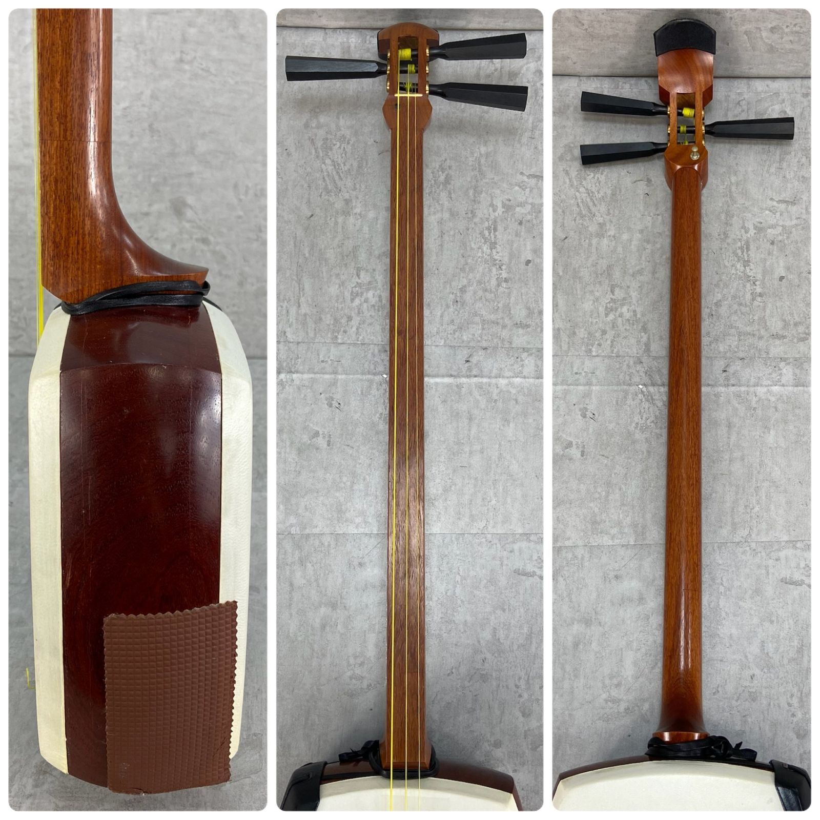 津軽三味線 太棹 3.1cm 花梨棹 平溝 天然皮 正寸 東触り 丸打胴 糸巻き