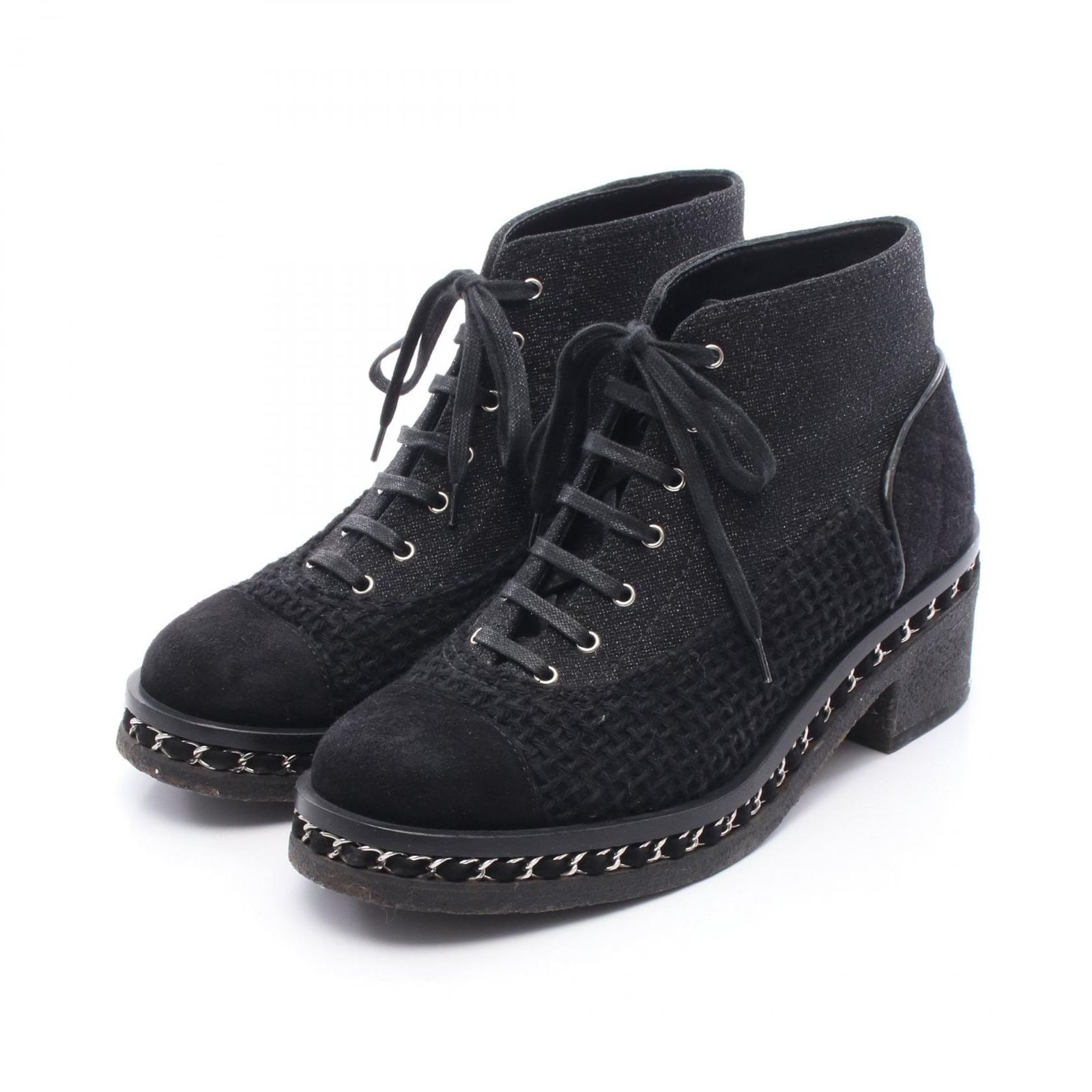 シャネル CHANEL ブーツ マトラッセ スウェード ウール レディース B