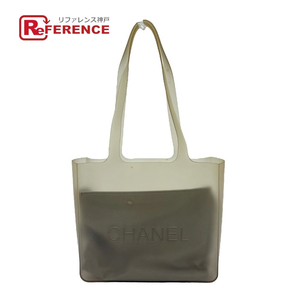 CHANEL シャネル ショルダーバッグ ロゴ ラバー グレー