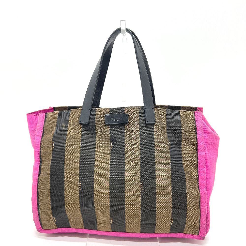 FENDI フェンディ ハンドバッグ ロゴ ペカン 8BH252 キャンバス ブラウン