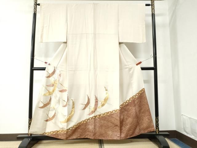 平和屋着物 豪華色留袖 駒刺繍 飛鶴立波七宝花菱文 金彩 三越扱い 正絹 CAAW8651yc