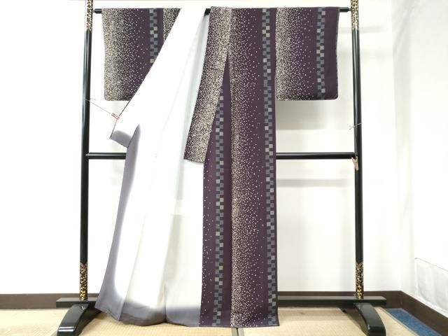 平和屋着物●上質な小紋　変わり市松霰文　金彩　鬼しぼ縮緬　正絹　逸品　未使用　CAAW8666yc 平和屋着物○上質な小紋 変わり市松霰文 金彩 鬼しぼ縮緬 正絹 逸品 未