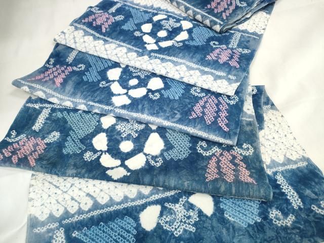 平和屋着物 夏物 浴衣 有松鳴海絞り 反物 着尺 横段花文 綿 DAAW7884zzz