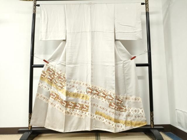 平和屋着物 豪華色留袖 駒刺繍 色紙双鶴花唐草文 金彩 正絹 CAAW8784yc