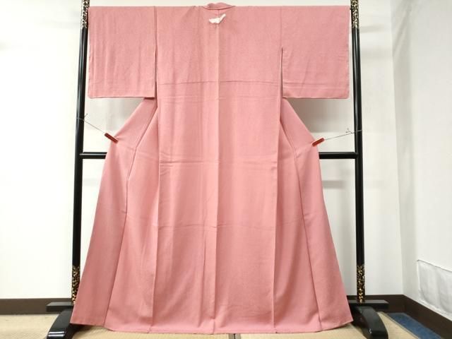 平和屋着物●上質な色無地　吉祥花地紋　桃色　正絹　逸品　未使用　CAAW8788yc 平和屋着物○上質な色無地 吉祥花地紋 桃色 正絹 逸品 未使用