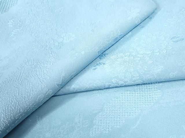 平和屋着物 上質な色無地 雲取り草花地紋 空色 正絹 CAAW8792yc