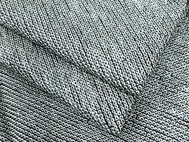 平和屋着物○大変加工の良い総絞り小紋 黒地 正絹 逸品 未使用