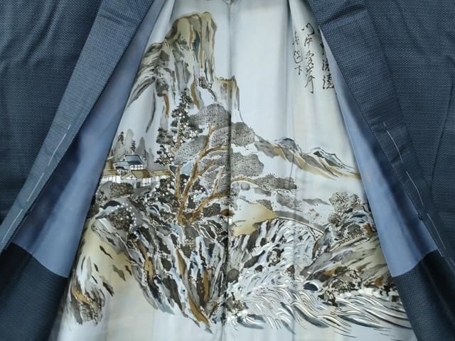  平和屋着物 男性 お召 アンサンブル 100亀甲 正絹 yc 着物セット 着物 浴衣