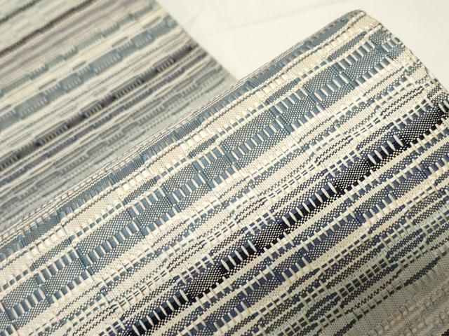 平和屋着物●八寸名古屋帯　ロートン織　横段文　正絹　逸品　CAAZ0332dy 平和屋着物○八寸名古屋帯 ロートン織 横段文 正絹 逸品 CAAZ0332dy