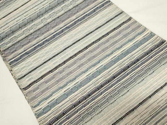 平和屋着物○八寸名古屋帯 ロートン織 横段文 正絹 逸品 CAAZ0332dy