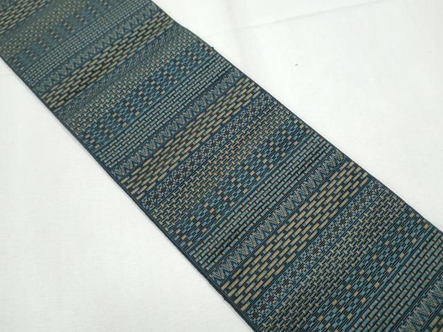 平和屋着物 男性 本場筑前博多織 角帯 横段吉祥文 原田織物謹製 共箱 証紙付き 正絹 hy