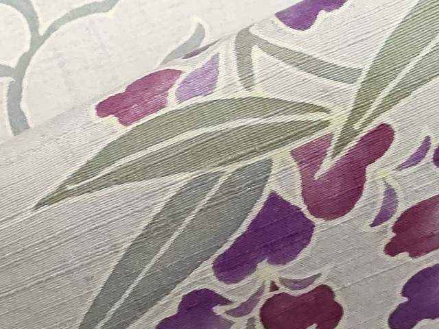平和屋着物●九寸名古屋帯　紬地　枝垂れ藤　正絹　逸品　未使用　CAAZ0350dy 平和屋着物○九寸名古屋帯 紬地 枝垂れ藤 正絹 逸品 未使用 CAAZ0350dy