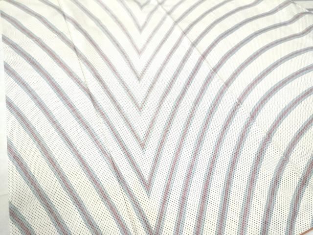 平和屋着物○本場大島紬 白大島 7マルキ 変わり縞 正絹 逸品