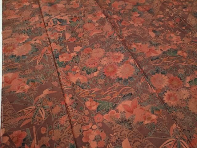 平和屋着物○石川県指定無形文化財 牛首紬 白山工房 手織り 古典泥染