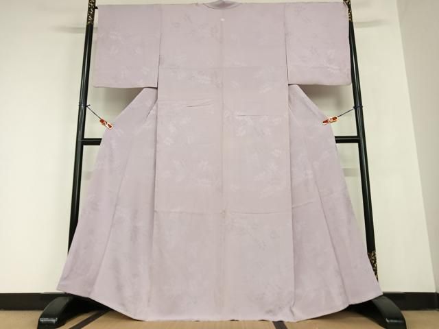 平和屋着物 上質な色無地 草花地紋 葡萄鼠色 鈴乃屋扱い 正絹 AABC0001zg