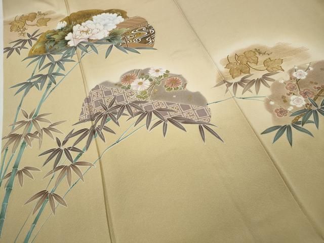 平和屋着物○豪華色留袖 駒刺繍 雪芝草花文 金彩 正絹 逸品 CAAZ2549ut