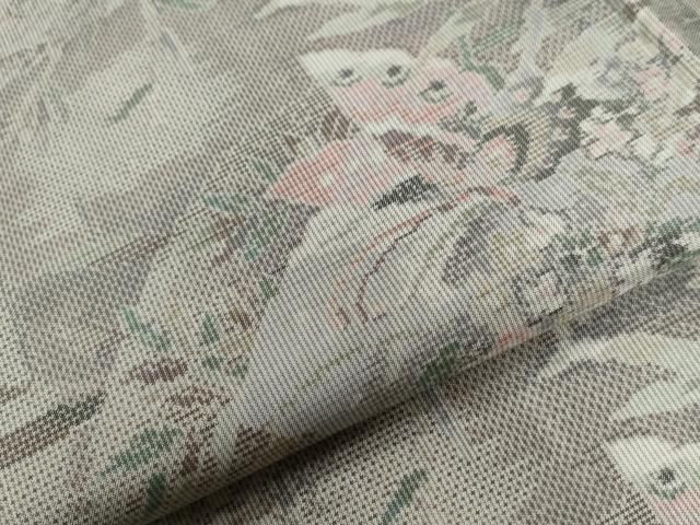 平和屋着物○本場大島紬 白大島 7マルキ 総絣 地紙花蝶文 正絹 逸品