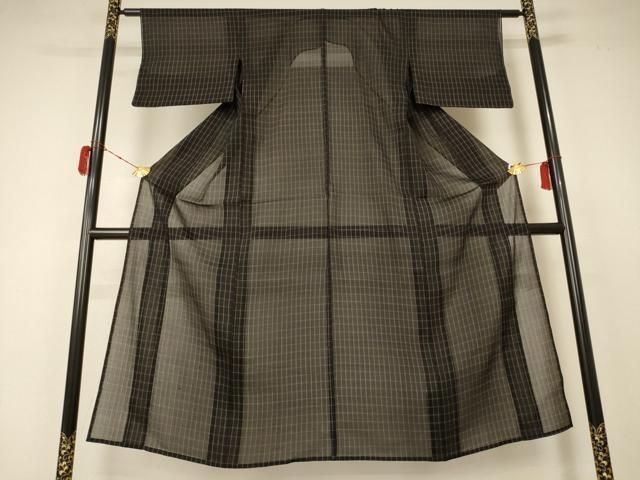 平和屋着物 夏物 紗紬 格子 正絹 AABC1888jd