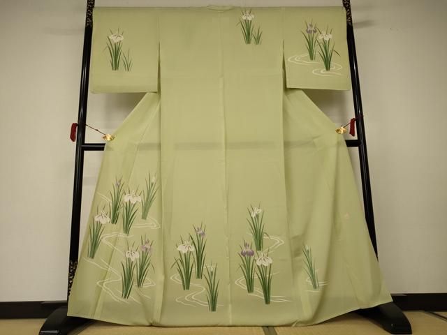 平和屋着物 夏物 小紋 絽 草花文 金銀彩 正絹 jd