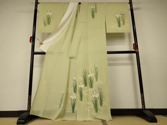 平和屋着物 夏物 小紋 絽 草花文 金銀彩 正絹 AABC1890jd