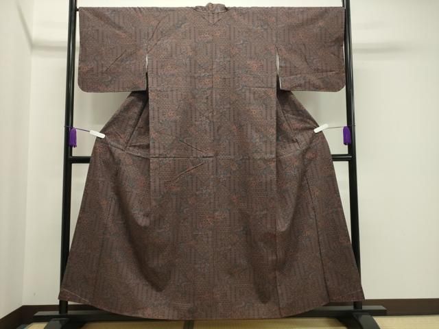 平和屋着物 上質な紬 更紗菱吉祥文 正絹 CAAY8105gh