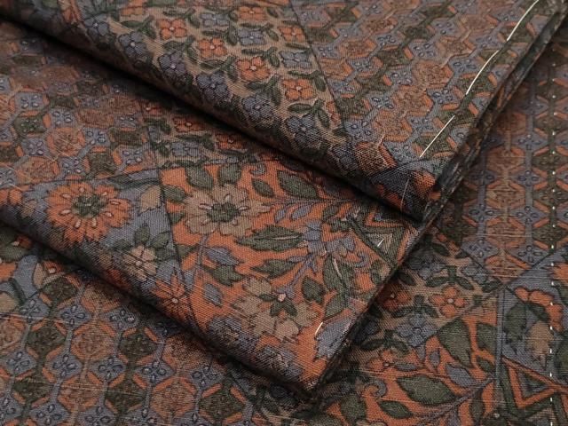 平和屋着物 上質な紬 更紗菱吉祥文 正絹 CAAY8105gh