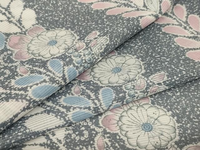 平和屋着物 夏物 小紋 絽 草花文 洗える着物 jd