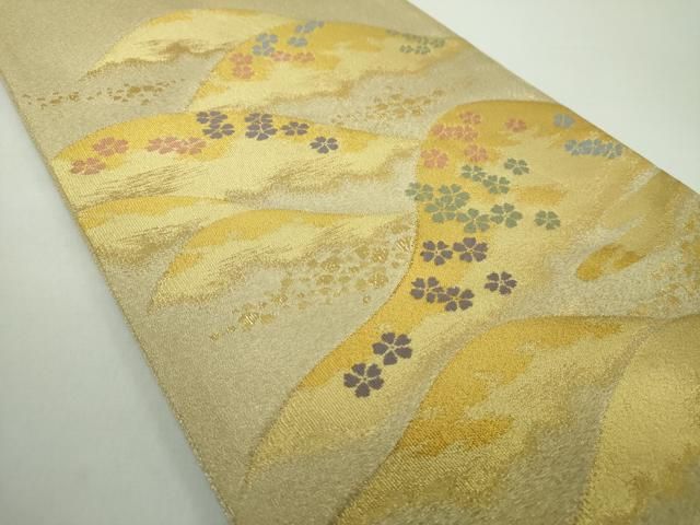 平和屋着物●綴れ　太鼓柄袋帯　遠山花文　金糸　正絹　逸品　DAAY1362ps 平和屋着物○綴れ 太鼓柄袋帯 遠山花文 金糸 正絹 逸品 DAAY1362ps