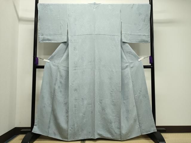 平和屋着物 上質な色無地 陶器花地紋 水色 正絹 CAAY8141gh