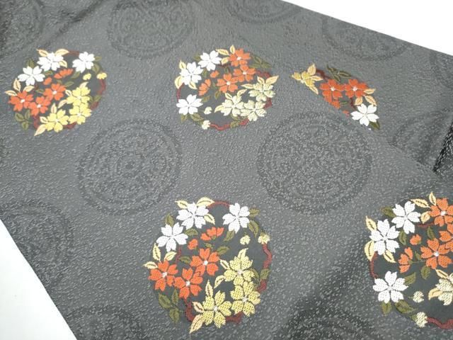 平和屋着物 九寸名古屋帯 唐織 草花丸文 金銀糸 正絹 CAAZ4086hy