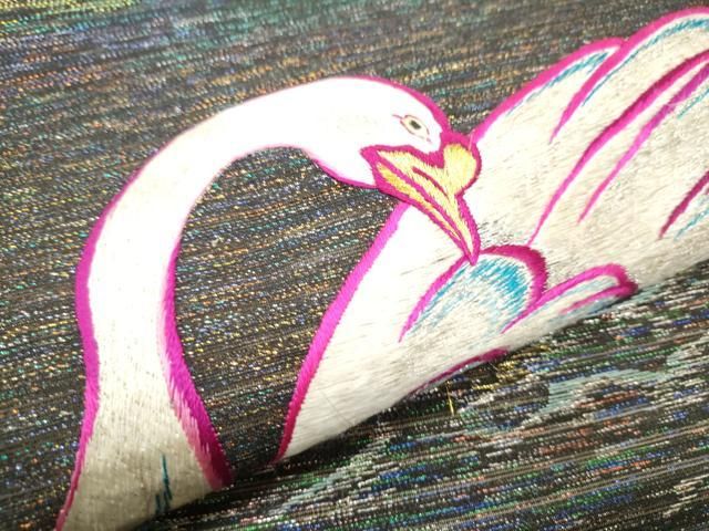 九寸名古屋帯 手刺繍