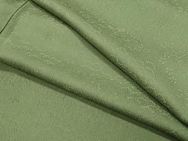 平和屋着物 上質な色無地 草花地紋 柳茶色 正絹 CAAZ1069vf