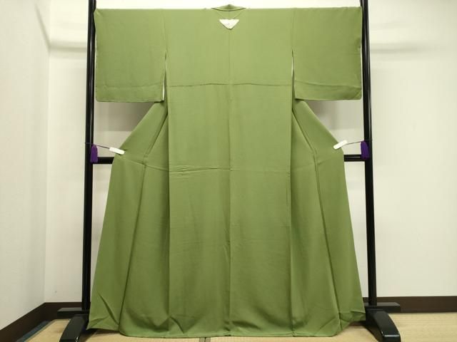 平和屋着物 上質な色無地 青丹色 正絹 CAAY8182gh