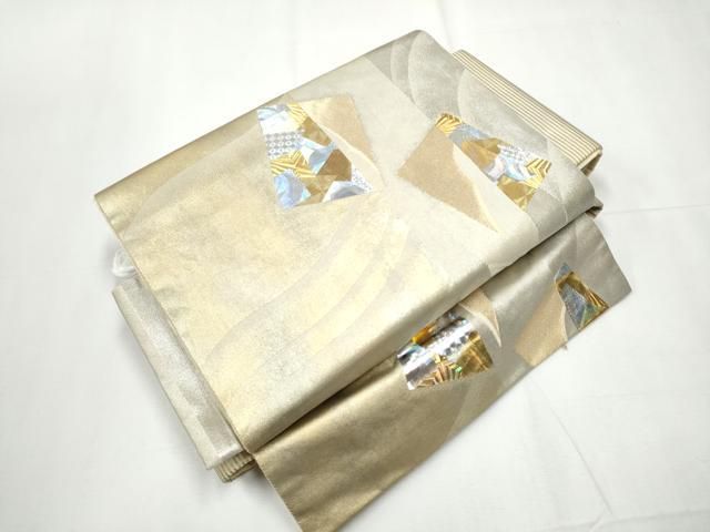 平和屋着物 金彩友禅作家 金彩の魔術師 堀省平 金煌織 ワンタッチつけ帯 箔散らし文 金銀彩 正絹 CAAZ4099hy