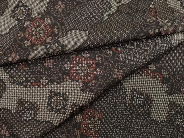 平和屋着物○本場大島紬 割り込み絣 花菱文 正絹 逸品 CAAZ1070vf