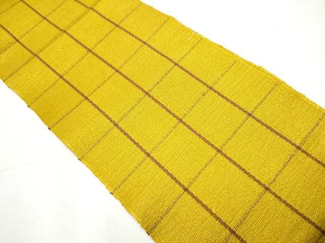 平和屋着物○本場黄八丈 半幅帯 一重帯 格子柄 正絹 逸品 CAAZ4100hy