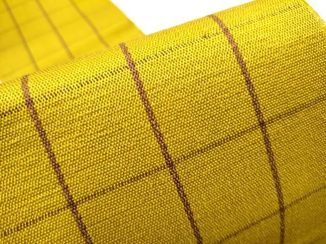 平和屋着物○本場黄八丈 半幅帯 一重帯 格子柄 正絹 逸品 CAAZ4100hy