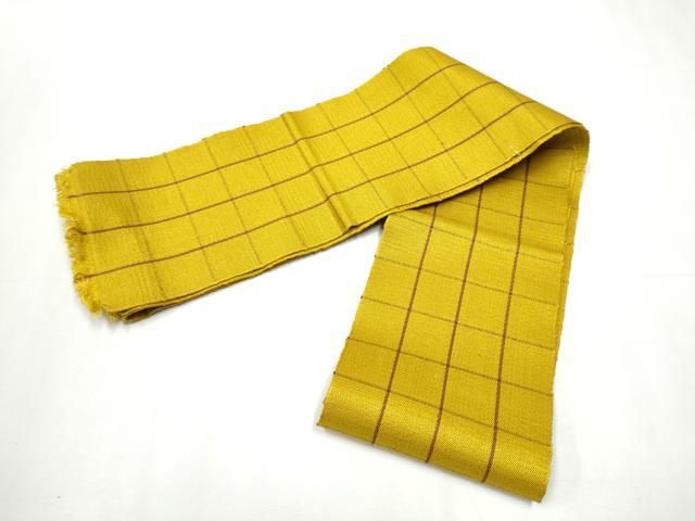 平和屋着物●本場黄八丈　半幅帯　一重帯　格子柄　正絹　逸品　CAAZ4100hy 平和屋着物○本場黄八丈 半幅帯 一重帯 格子柄 正絹 逸品 CAAZ4100hy