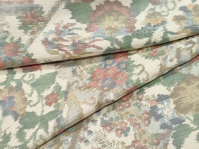 平和屋着物 本場大島紬 白大島 更紗花唐草文 総絣 正絹 CAAZ1098vf