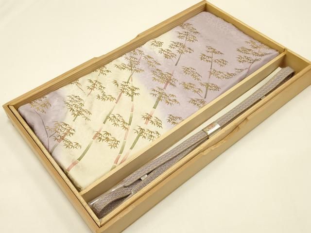 平和屋着物 和装小物 帯締め 帯揚げセット 型染め 霞笹竹文 暈し染め 金糸 金彩 正絹 AABC2644ay