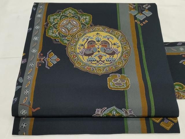 平和屋着物●全通柄　九寸名古屋帯　染帯　正倉院花鳥文　金彩　正絹　逸品　未使用　CAAZ0381dy 平和屋着物○全通柄 九寸名古屋帯 染帯 正倉院花鳥文 金彩 正絹 逸品