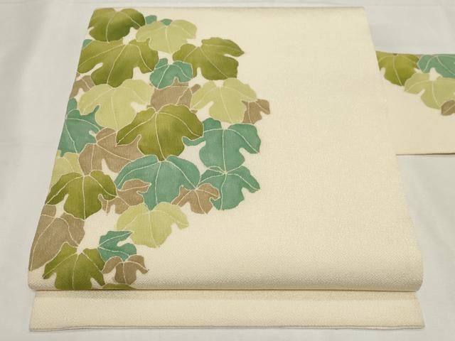 平和屋着物 九寸名古屋帯 舞葉文 鬼しぼ縮緬 正絹 CAAZ0382dy