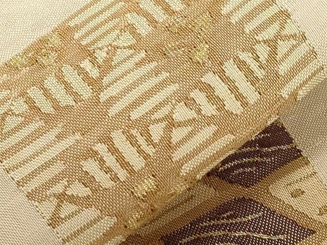平和屋着物●九寸名古屋帯　市松吉祥文　金糸　正絹　逸品　CAAZ0388dy 平和屋着物○九寸名古屋帯 市松吉祥文 金糸 正絹 逸品 CAAZ0388dy