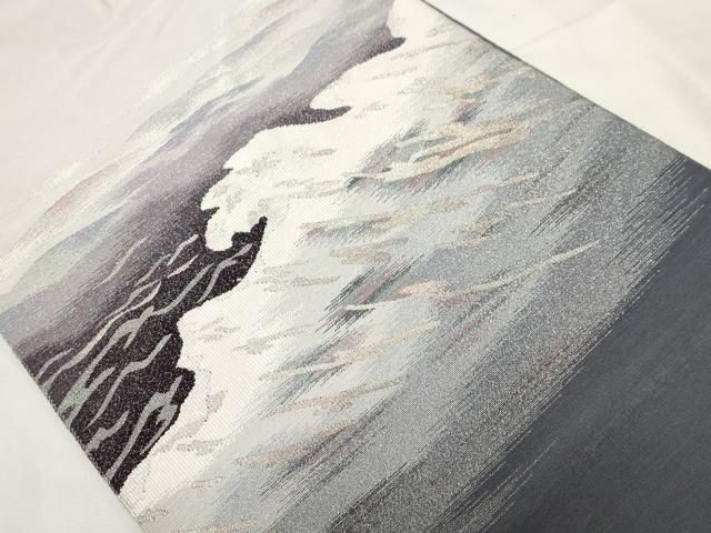 平和屋着物 爪搔き本綴れ 八寸名古屋帯 立波文 銀糸 正絹 CAAZ0389dy