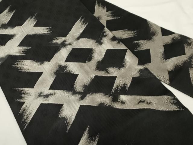 平和屋着物 九寸名古屋帯 吉祥文 黒地 銀糸 正絹 CAAZ0394dy