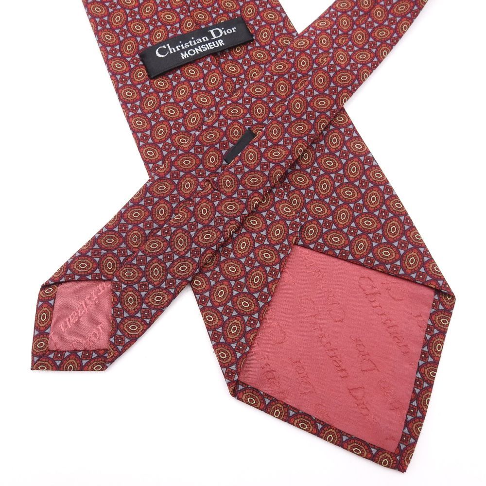Christian Dior シルクネクタイ ロゴグラム レッド Christian Dior シルクネクタイ レッド系 メンズ 高級シルク100