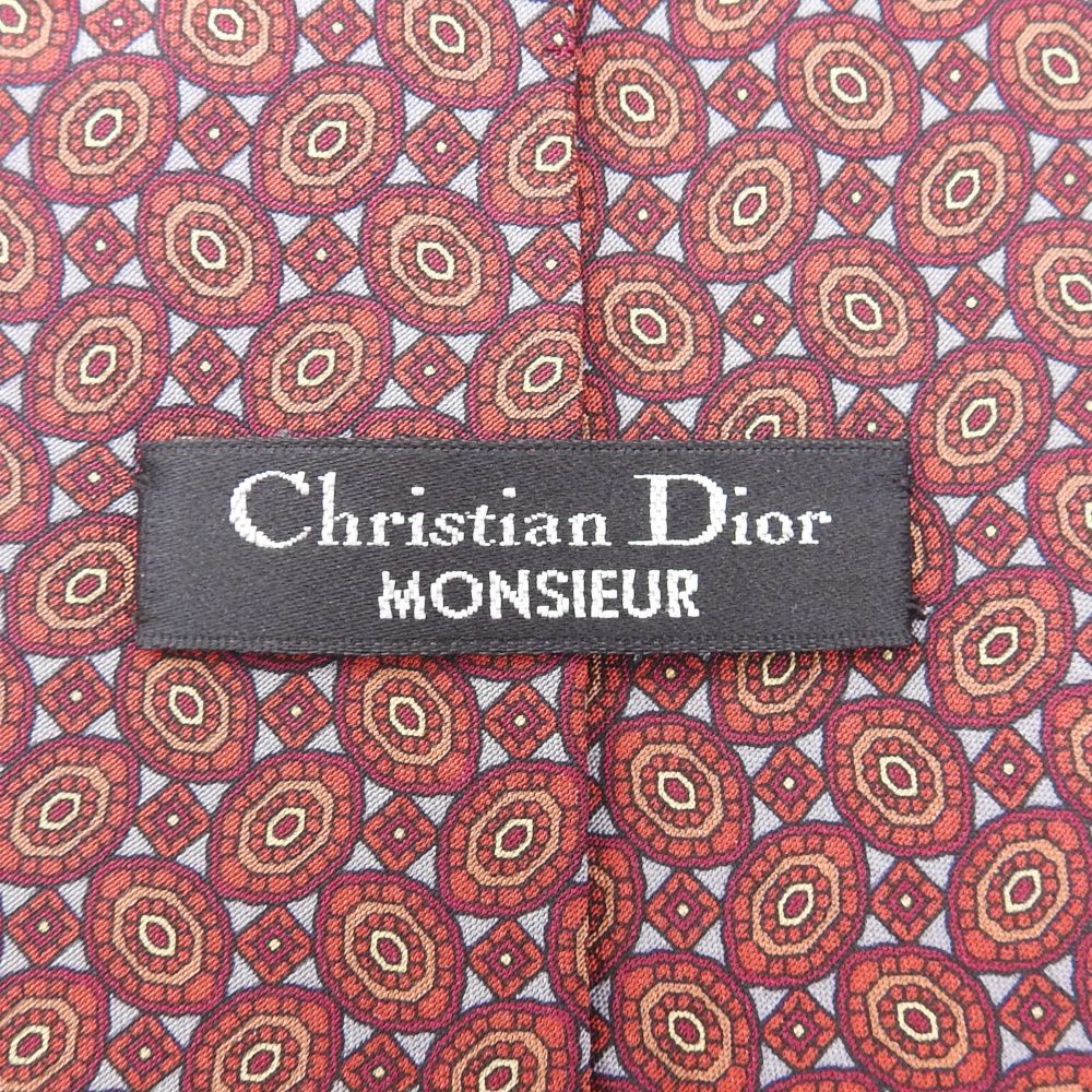 Christian Dior シルクネクタイ レッド系 メンズ 高級シルク100