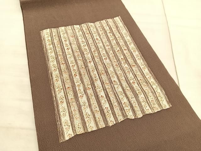 平和屋着物 銀座きしや 九寸開き名古屋帯 花間道 金彩 鬼しぼ縮緬 正絹 BAAV5427hv